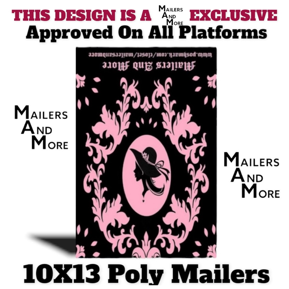 50 10X13 Poly Mailers Pink Vintage Lady Envelopes PRICE IS FIRM - Picture 3 of 7